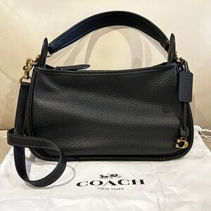 COACH Soft Pebble Leather Cary Crossbody Bag in Black, New with Dust Bag